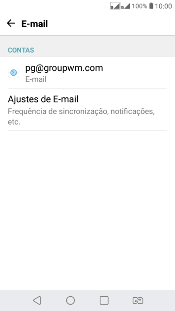 Pressione Ajustes de E-mail. Pressione Ajustes de E-mail.