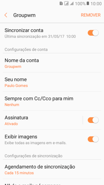 Pressione Nome da conta. Pressione Nome da conta.