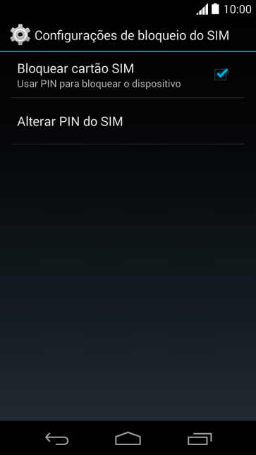 Pressione Bloquear cartão SIM para ativar ou desativar a função. Pressione Bloquear cartão SIM para ativar ou desativar a função.