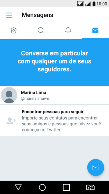 Pressione o ícone de nova mensagem. Pressione o ícone de nova mensagem.