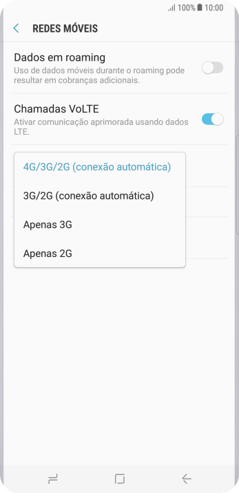 Pressione o tipo de rede. Pressione o tipo de rede.