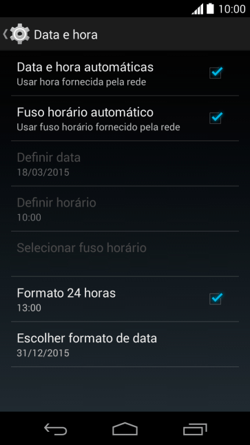 Pressione Data e hora automáticas para ativar a função. Pressione Data e hora automáticas para ativar a função.