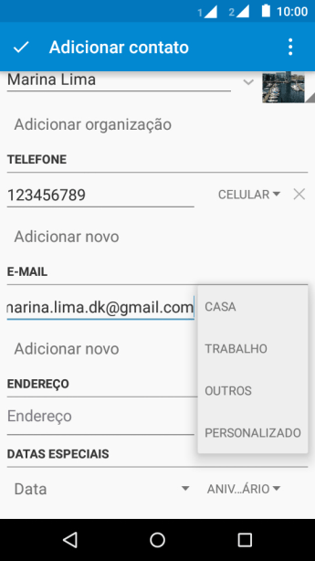 Pressione o tipo de e-mail desejado. Pressione o tipo de e-mail desejado.