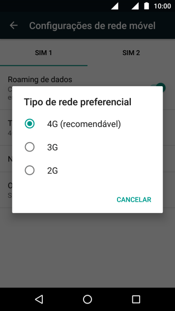 Pressione o tipo de rede. Pressione o tipo de rede.