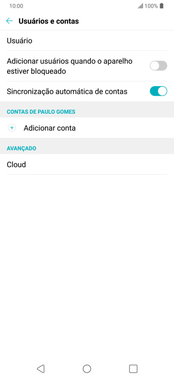 Pressione Adicionar conta. Pressione Adicionar conta.