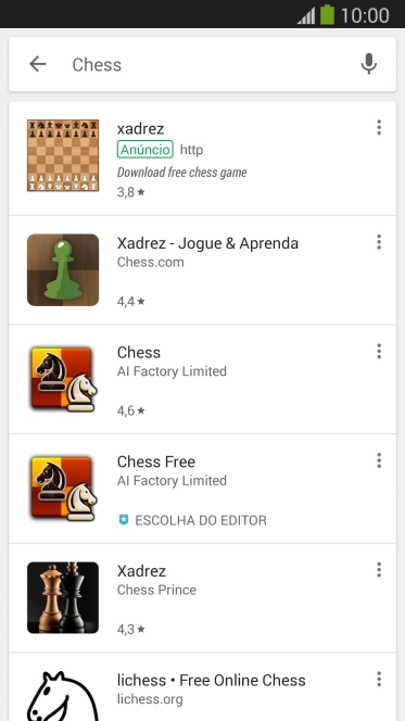 Pressione o app desejado. Pressione o app desejado.