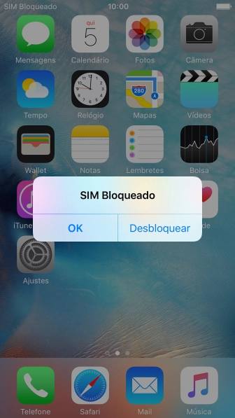 Se o seu chip estiver bloqueado, você deve pressionar Desbloquear. Se o seu chip estiver bloqueado, você deve pressionar Desbloquear.