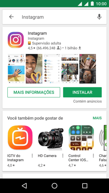 Pressione Instagram. Pressione Instagram.