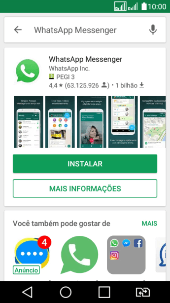 Pressione WhatsApp Messenger. Pressione WhatsApp Messenger.