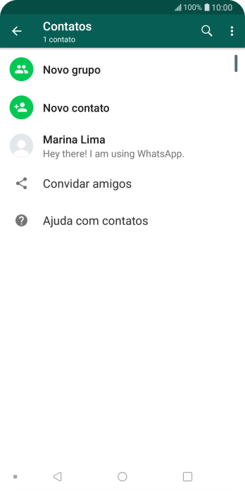 Pressione o ícone de busca, e digite as primeiras letras do nome do contato. Pressione o ícone de busca, e digite as primeiras letras do nome do contato.