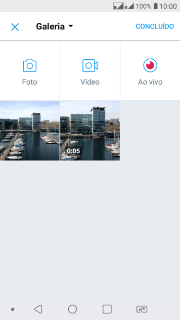 Pressione a foto ou o vídeo desejado. Pressione a foto ou o vídeo desejado.