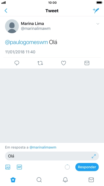 Escreva a resposta desejada, e pressione Responder. Escreva a resposta desejada, e pressione Responder.