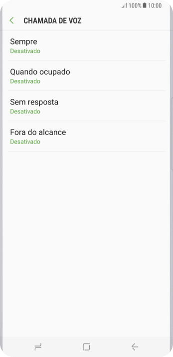 Pressione o tipo de encaminhamento desejado. Pressione o tipo de encaminhamento desejado.