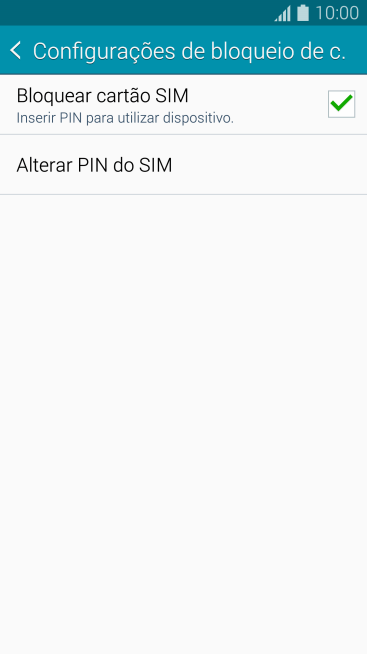 Pressione Bloquear cartão SIM para ativar ou desativar a função. Pressione Bloquear cartão SIM para ativar ou desativar a função.