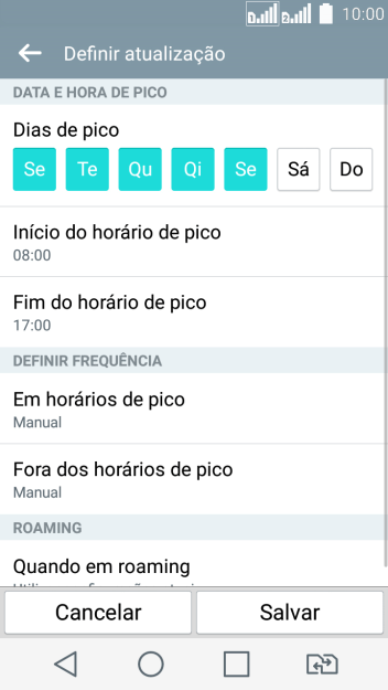 Pressione Fora dos horários de pico. Pressione Fora dos horários de pico.
