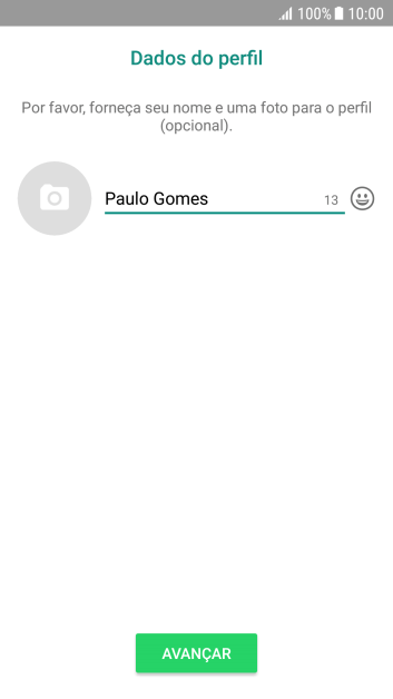 Digite o nome do usuário, e pressione AVANÇAR. Digite o nome do usuário, e pressione AVANÇAR.