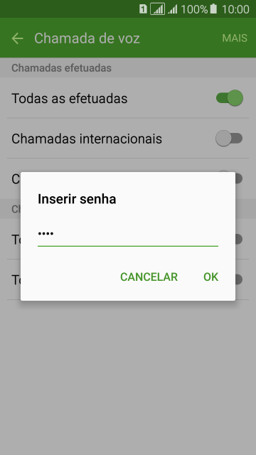 Digite sua senha de bloqueio, e pressione OK. Digite sua senha de bloqueio, e pressione OK.