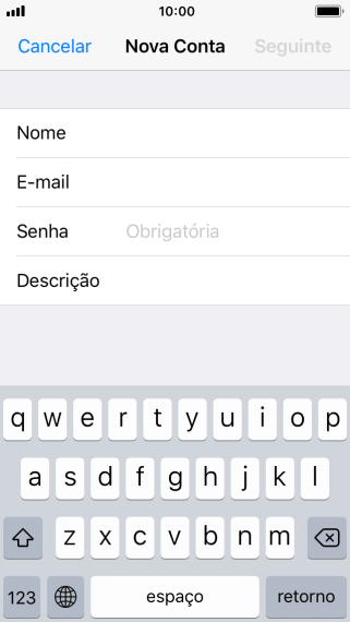 Pressione Senha e digite a senha da sua conta e-mail. Pressione Senha e digite a senha da sua conta e-mail.