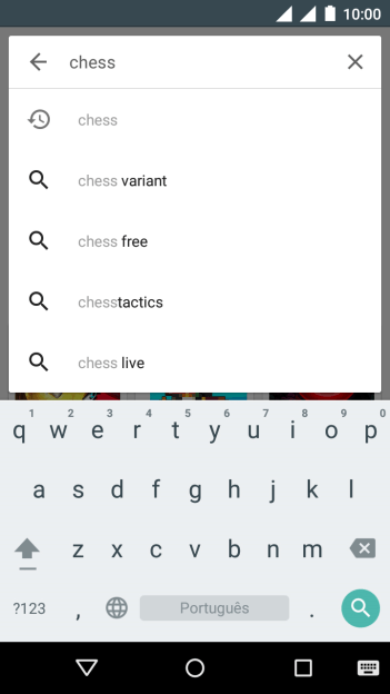 Insira o nome ou assunto do app desejado, e pressione o ícone de busca. Insira o nome ou assunto do app desejado, e pressione o ícone de busca.