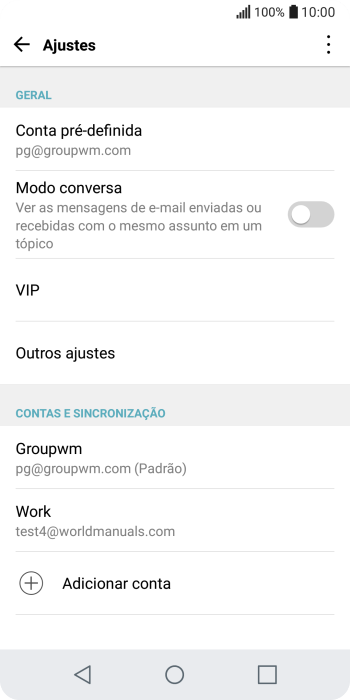 Pressione a conta de e-mail desejada. Pressione a conta de e-mail desejada.