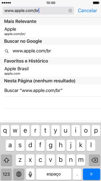 Digite o endereço da página desejada, e pressione Ir. Digite o endereço da página desejada, e pressione Ir.