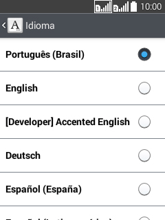 Pressione o idioma desejado. Pressione o idioma desejado.