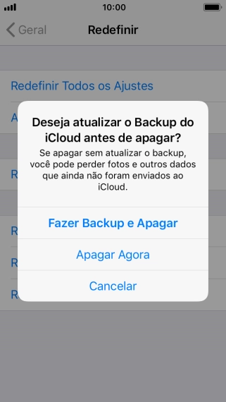 Pressione a configuração desejada. Pressione a configuração desejada.