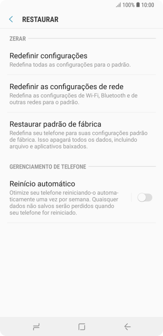 Pressione Restaurar padrão de fábrica. Pressione Restaurar padrão de fábrica.
