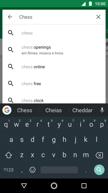 Insira o nome ou assunto do app desejado, e pressione o ícone de busca. Insira o nome ou assunto do app desejado, e pressione o ícone de busca.