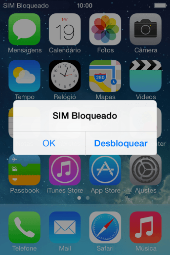 Se o seu chip estiver bloqueado, você deve pressionar Desbloquear. Se o seu chip estiver bloqueado, você deve pressionar Desbloquear.