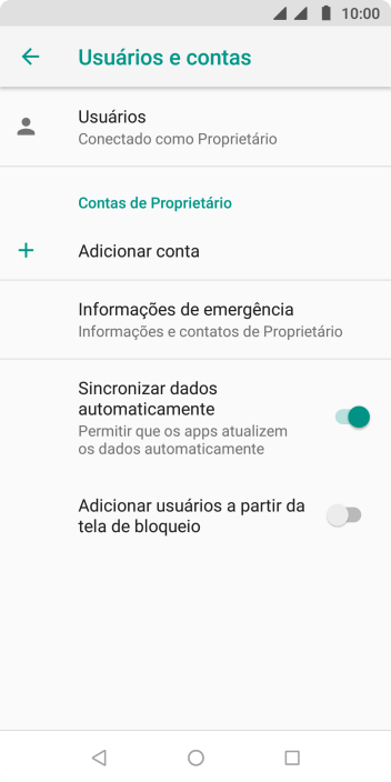 Pressione Adicionar conta. Pressione Adicionar conta.