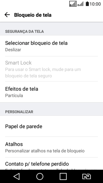 Pressione Selecionar bloqueio de tela. Pressione Selecionar bloqueio de tela.