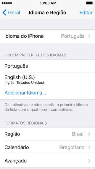Pressione Idioma do iPhone. Pressione Idioma do iPhone.