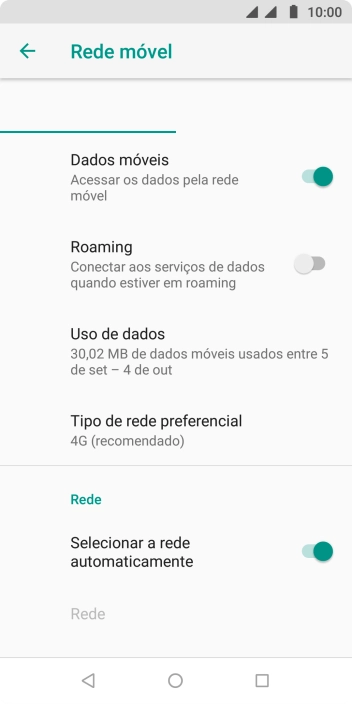 Pressione Tipo de rede preferencial. Pressione Tipo de rede preferencial.
