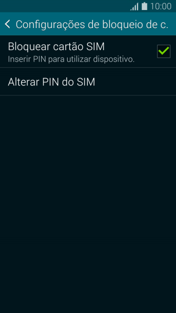 Pressione Bloquear cartão SIM para ativar ou desativar a função. Pressione Bloquear cartão SIM para ativar ou desativar a função.