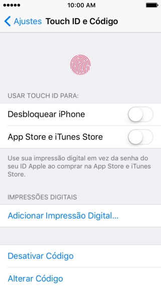 Pressione Desativar Código, e digite o código de bloqueio do celular. Pressione Desativar Código, e digite o código de bloqueio do celular.