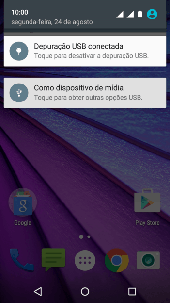 Pressione o ícone de USB. Pressione o ícone de USB.