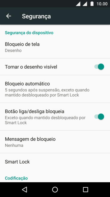 Pressione Bloqueio de tela, e digite o código de bloqueio atual. Pressione Bloqueio de tela, e digite o código de bloqueio atual.