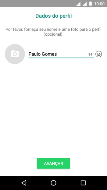 Digite o nome do usuário, e pressione AVANÇAR. Digite o nome do usuário, e pressione AVANÇAR.