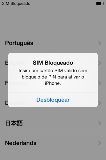 Se o seu chip estiver bloqueado, você deve pressionar Desbloquear. Se o seu chip estiver bloqueado, você deve pressionar Desbloquear.