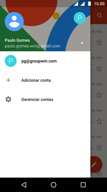 Pressione a conta de e-mail desejada. Pressione a conta de e-mail desejada.