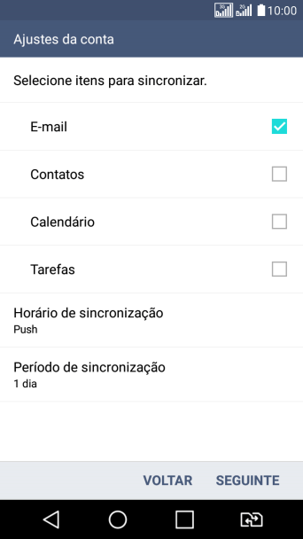 Se a tela mostrar essa imagem, sua conta foi reconhecida e configurada automaticamente. Siga as instruções da tela para inserir mais informações e finalizar a configuração. Se a tela mostrar essa imagem, sua conta foi reconhecida e configurada automaticamente. Siga as instruções da tela para inserir mais informações e finalizar a configuração.
