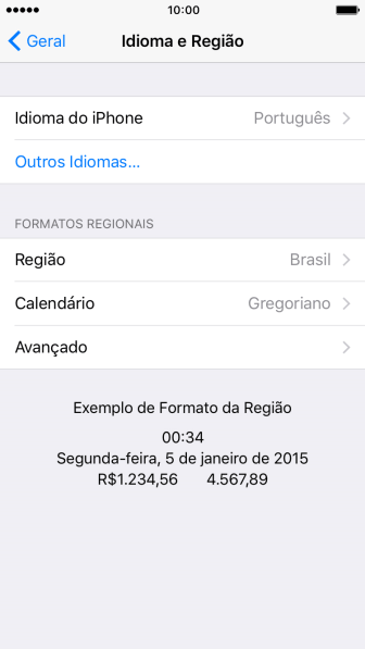 Pressione Idioma do iPhone. Pressione Idioma do iPhone.