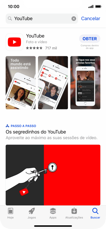 Pressione YouTube. Pressione YouTube.