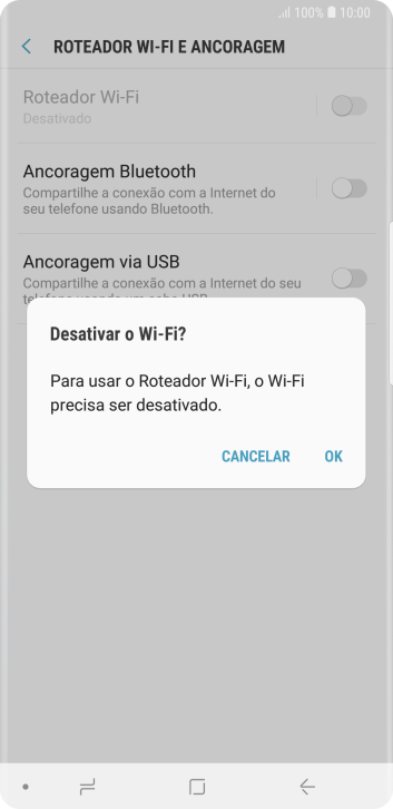 Se o Wi-Fi estiver ativado você deve pressionar OK. Se o Wi-Fi estiver ativado você deve pressionar OK.