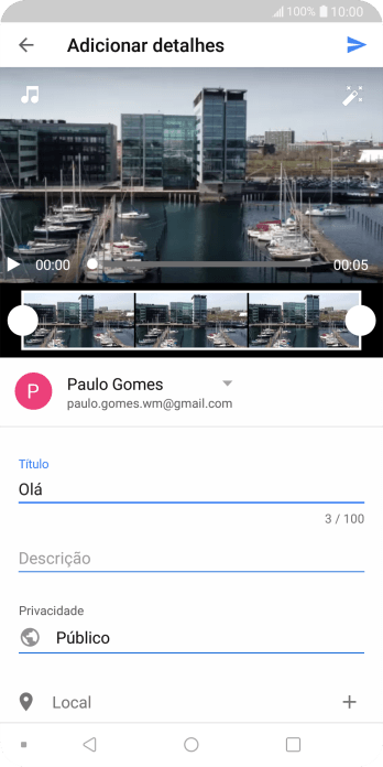 Escreva o texto desejado, e pressione o ícone de upload. Escreva o texto desejado, e pressione o ícone de upload.