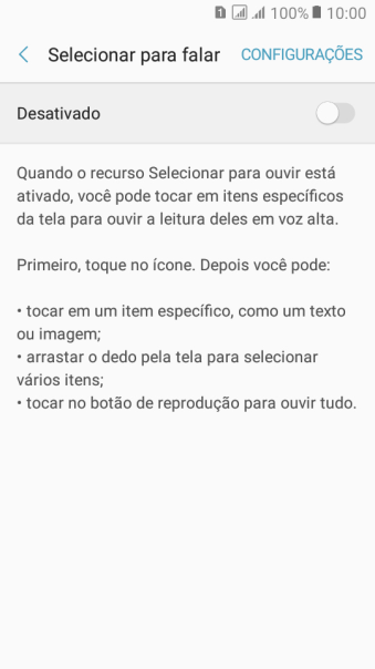 Pressione o indicador para ativar a função. Pressione o indicador para ativar a função.