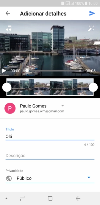 Escreva o texto desejado, e pressione o ícone de upload. Escreva o texto desejado, e pressione o ícone de upload.