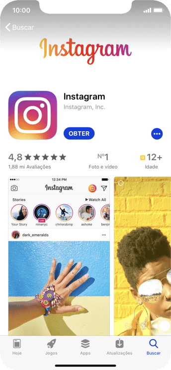 Pressione OBTER, e siga as indicações da tela para instalar o app. Pressione OBTER, e siga as indicações da tela para instalar o app.