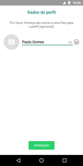 Digite o nome do usuário, e pressione AVANÇAR. Digite o nome do usuário, e pressione AVANÇAR.